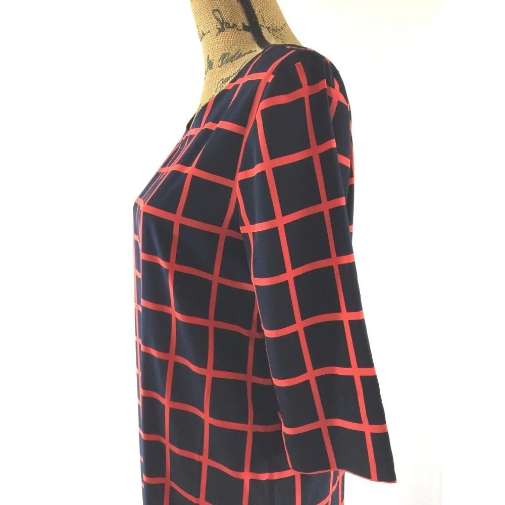 NEW Gap Dress Small red navy blue geometric stripe shift 3/4 sleeve Tunic NWT‎
